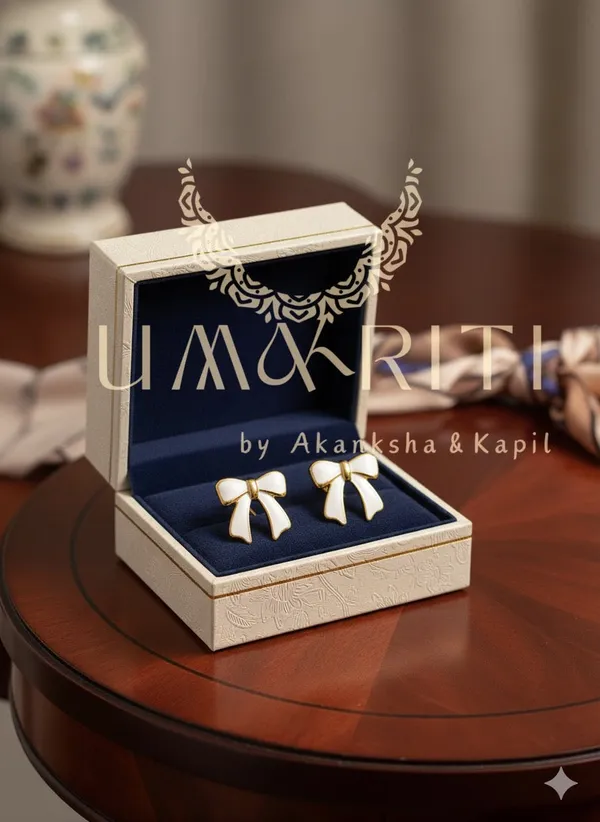 White_Petite_Porcelain_Bow_Studs_Earrings_For_Women
